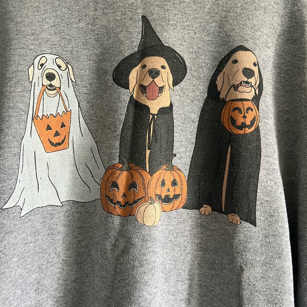 Gray Halloween Dog Crewneck Sweatshirt - Picture 2 of 4